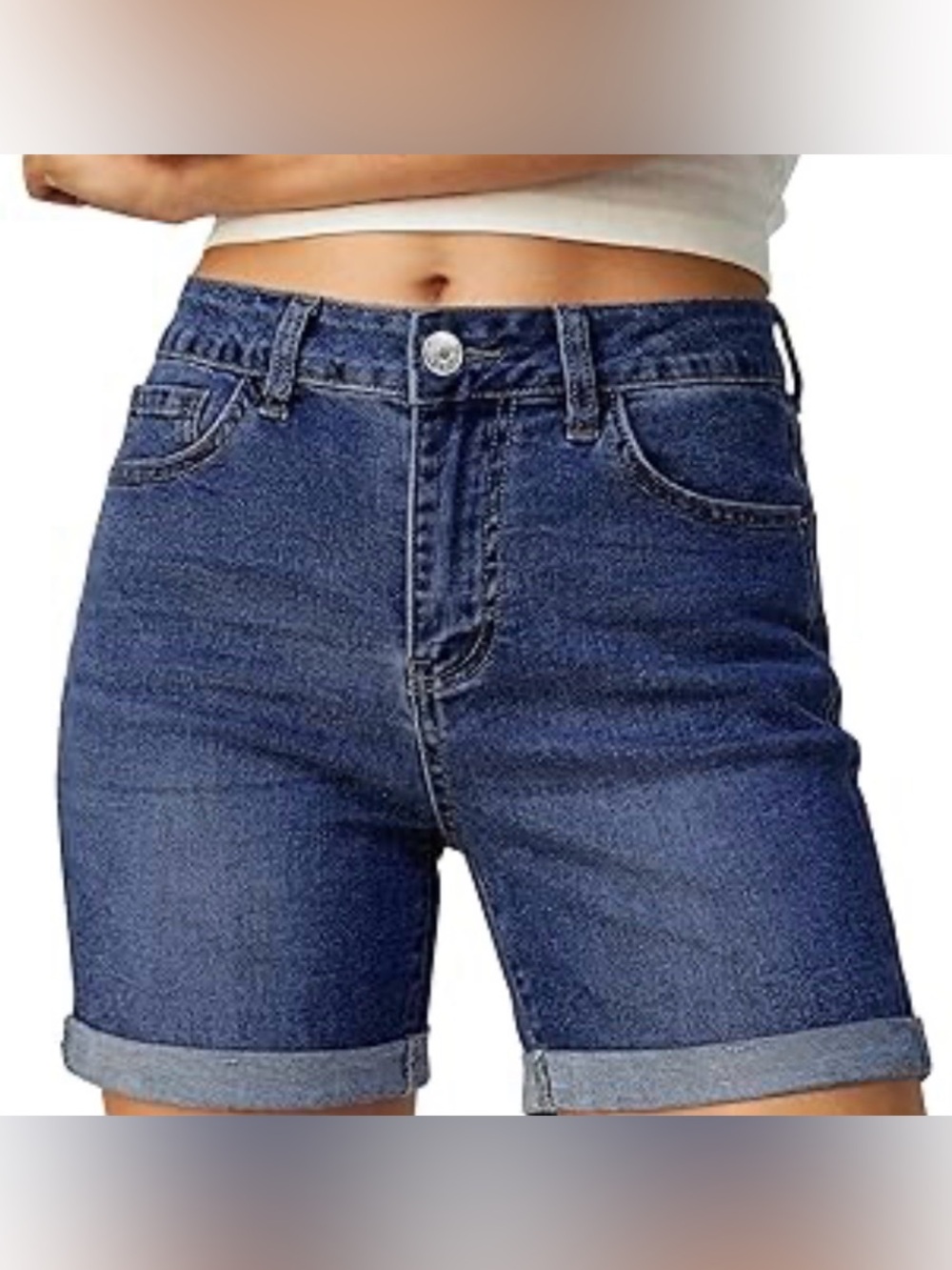 NWT Wrangler high-rise Blue Rolled-Hem Denim Shorts